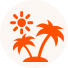schematische Darstellung Palmen und Sonne