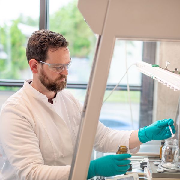 Laboratory staff in conversation