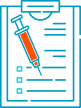 Clipboard with documents and a filled syringe