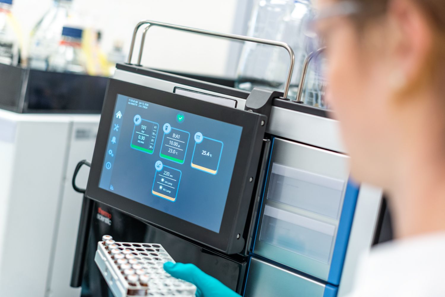 AMW employee in the testing laboratory