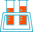 wo test tubes filled with liquid standing in the rack