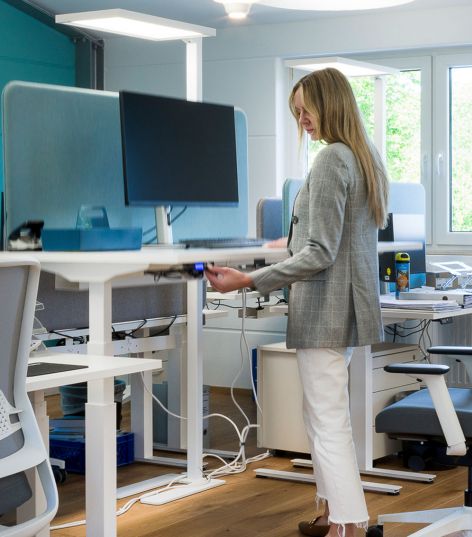 Standing workstation at the AMW office in Warngau